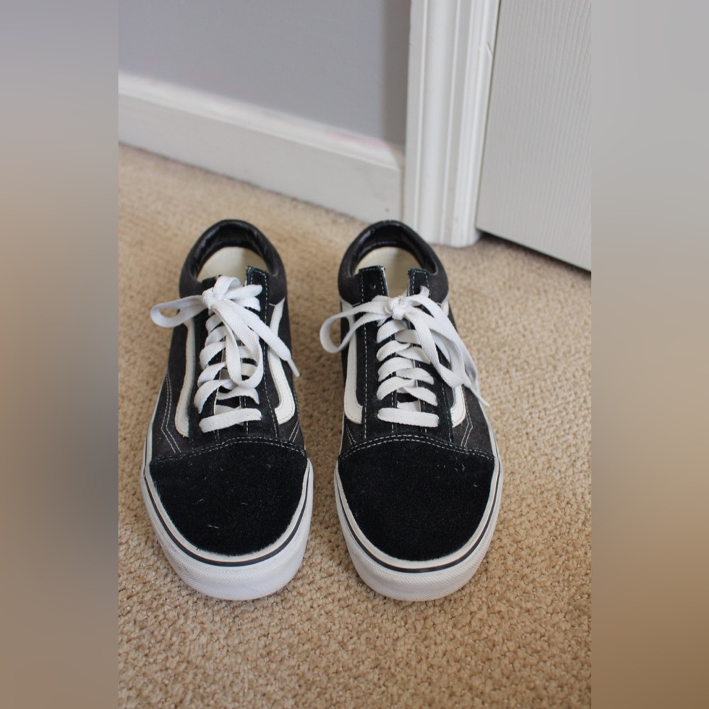 Vans Black and White Low Top Skate Sneakers